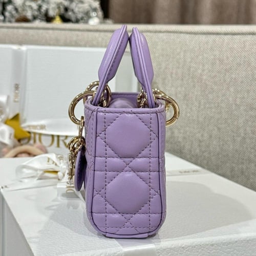 Micro Lady D-Joy Bag Lilac Cannage Lambskin