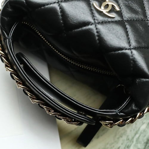 Chanel Black Quilted Lambskin Chain Around Mini Po...