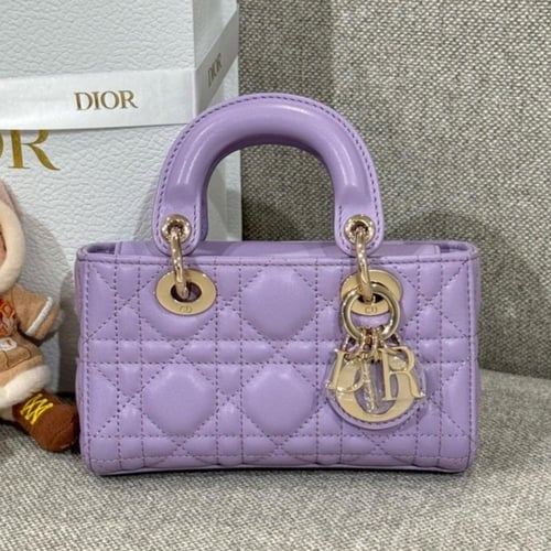 Micro Lady D-Joy Bag Lilac Cannage Lambskin