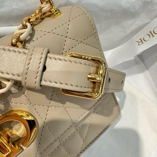 MISS CARO MINI BAG Caramel Beige Macrocannage Lamb...