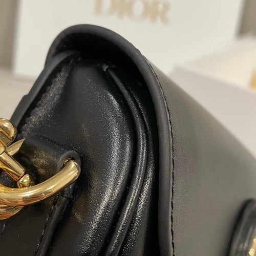 DIOR BOBBY EAST-WEST BAG Black Box Calfskin 21cm
