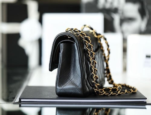 Chanel cf caviar leather small