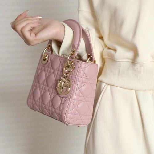 MINI LADY DIOR BAG Antique Pink Lambskin