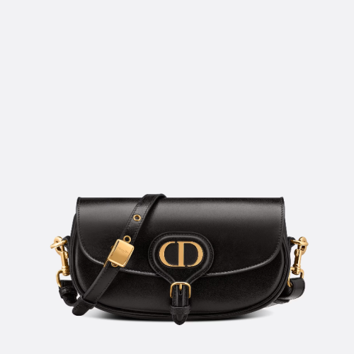 DIOR BOBBY EAST-WEST BAG Black Box Calfskin 21cm