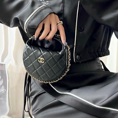 Chanel Black Quilted Lambskin Chain Around Mini Po...