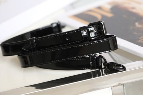 Small LADY DIOR handbag black glossy patent leathe...