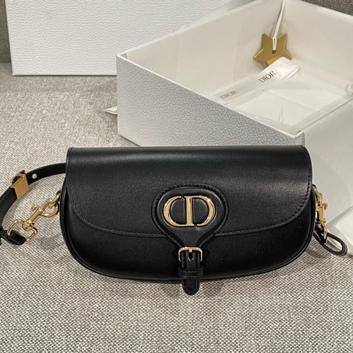 DIOR BOBBY EAST-WEST BAG Black Box Calfskin 21cm