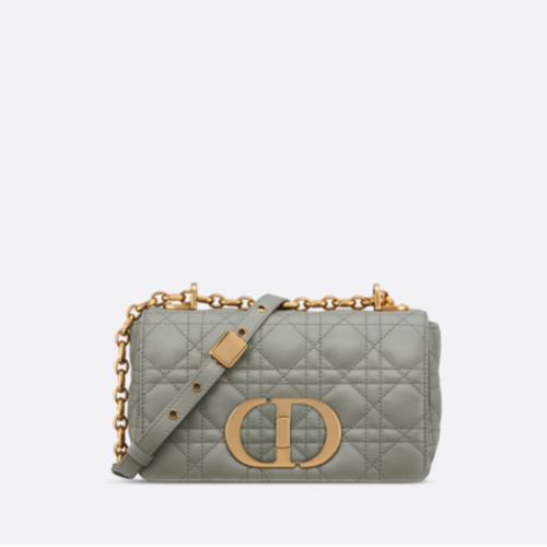 SMALL DIOR CARO BAG Stone Gray Supple Cannage Calf...