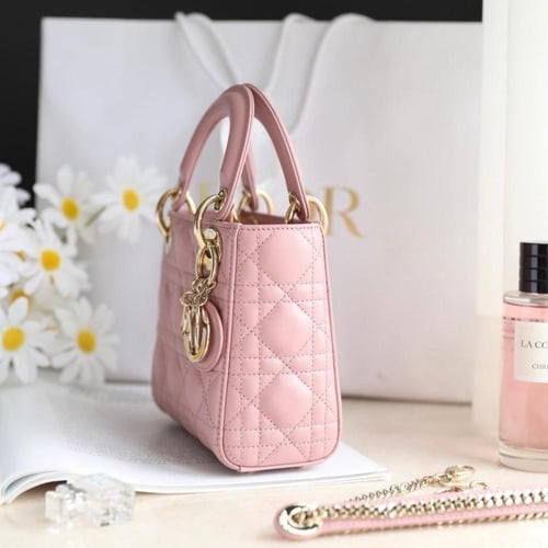 MINI LADY DIOR BAG Antique Pink Lambskin