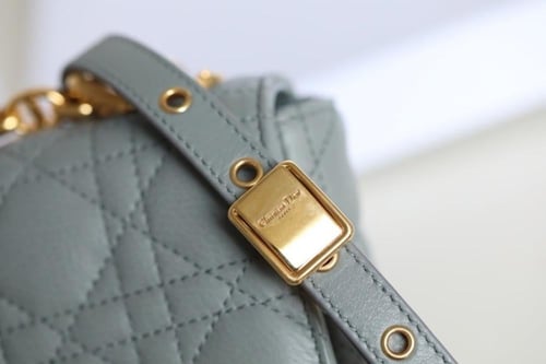 SMALL DIOR CARO BAG Stone Gray Supple Cannage Calf...