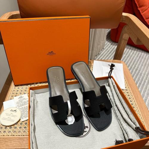 Hermès Black Oran epsom Sandal