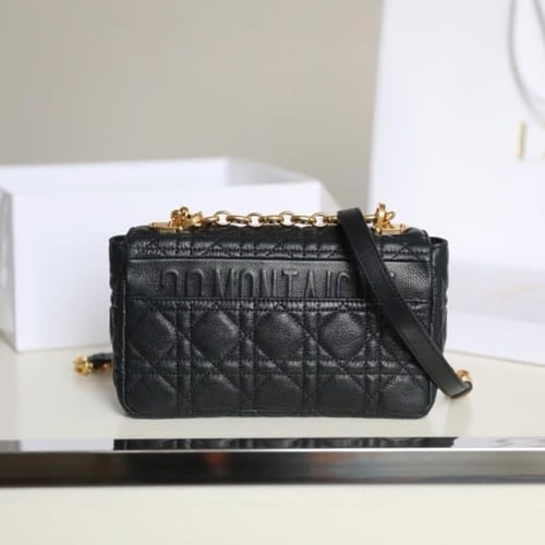 SMALL DIOR CARO BAG Black Supple Cannage Calfskin...