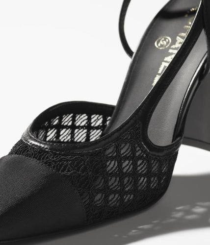 حذاء نسائي كعب من شانيل- اسود