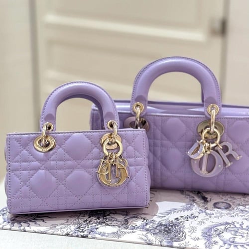 Micro Lady D-Joy Bag Lilac Cannage Lambskin