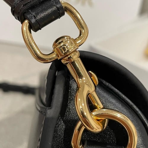 DIOR BOBBY EAST-WEST BAG Black Box Calfskin 21cm