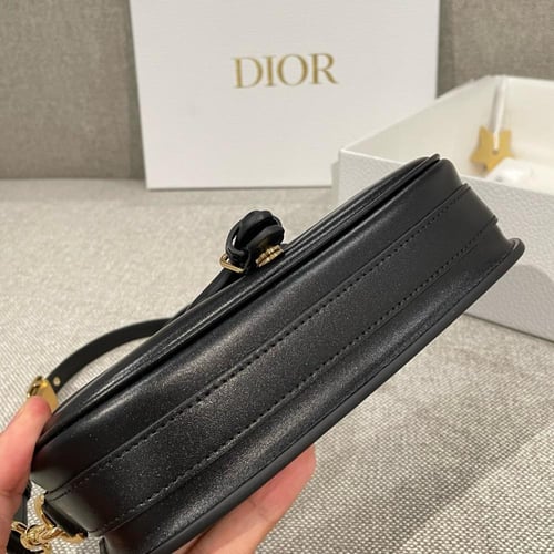 DIOR BOBBY EAST-WEST BAG Black Box Calfskin 21cm