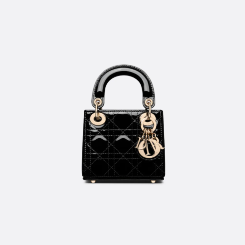 " جلد لامع" LADY DIOR MICRO BAG