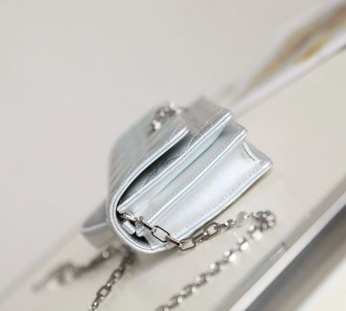 MISS DIOR MINI BAG Iridescent Metallic Silver-Tone...