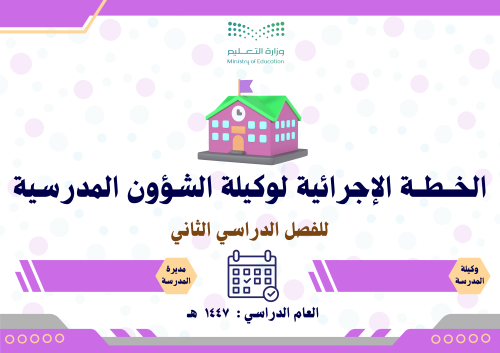 الخطة الإجرائية لوكيلة الشؤون المدرسية 1447 الفصل...
