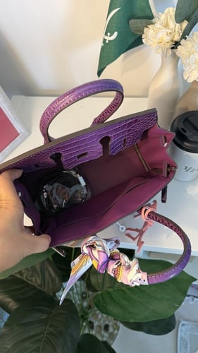 بيركن ميديم بنفسجي غامق نصف كروك -جلد نباتي 25cm