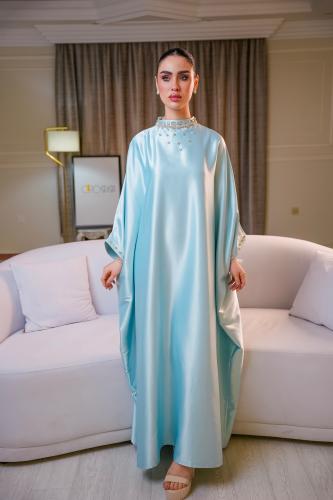 جلابية نسائية عصرية بلون سماوي - مميزة
