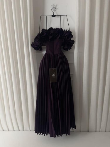 فستان ميدي ليلكي باربي صدريه جزار كركشه