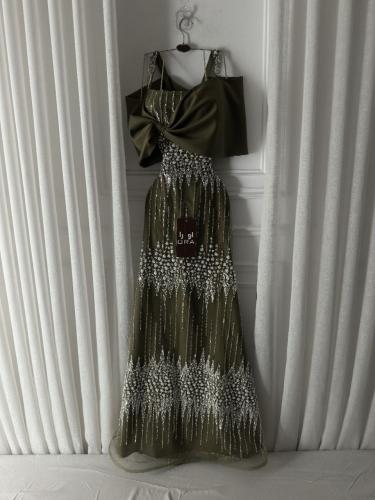 فستان زيتي شك سهره وفنيكه صدريه باربي