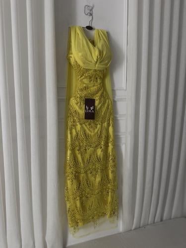 فستان ليموني شك صدريه جورجيت