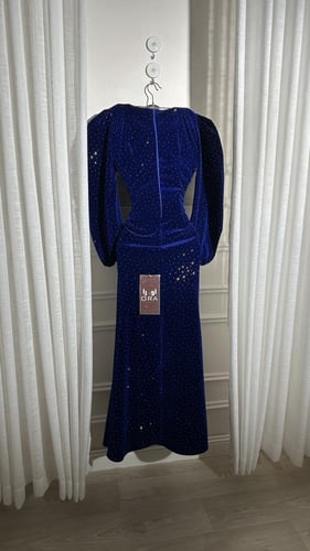 فستان نيلي جوخ كوري فصوص