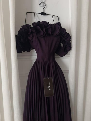 فستان ميدي ليلكي باربي صدريه جزار كركشه