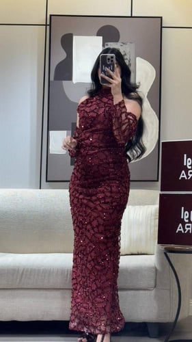 ‎فستان عودي كلفه شك سهره اكمام منفصله