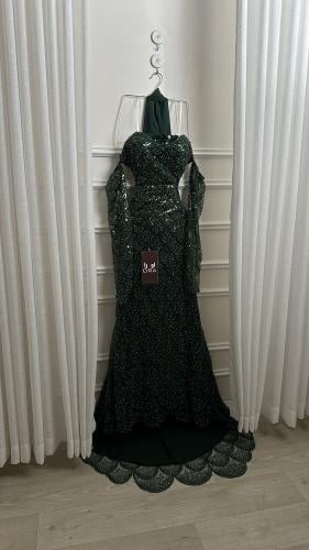 فستان شك سهره اكمام وشال جورجيت لونين