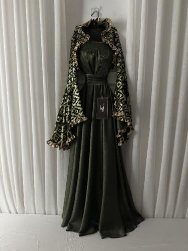 فستان زيتي قطعتين كمبيوتر