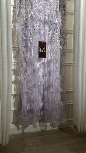 فستان موف قطعتين بطانه كريب وشك سهره