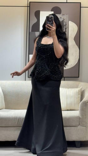 فستان ‎ اسود باربي صدريه كورسيه وتطريز يدوي راقي