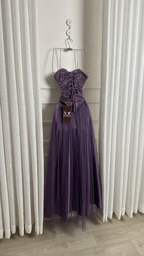 فستان موف كلفه سهره وتل تيواني