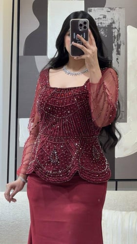 فستان عودي باربي صدريه كورسيه تطريز يدوي راقي