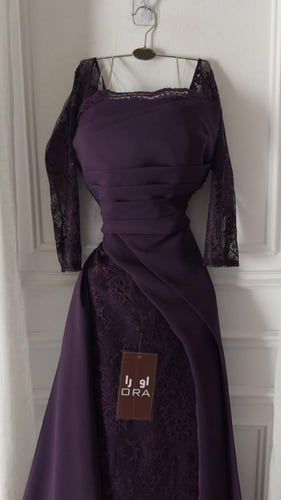 فستان ليلكي باربي ودانتيل فرنسي