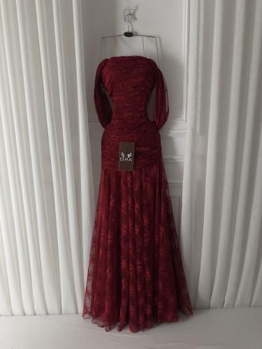 فستان عودي دانتيل فرنسي