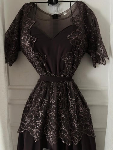 فستان صدريه تل كمبيوتر فصوص وجورجيت