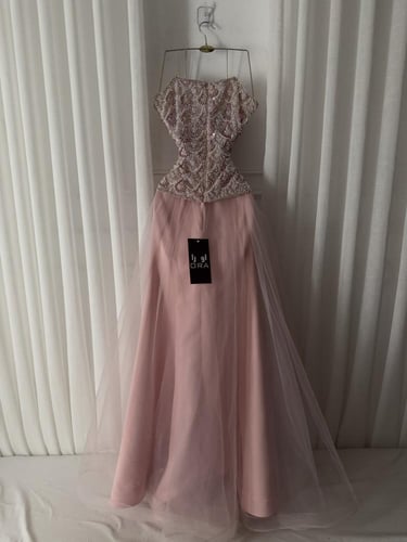 فستان لحمي باربي صدريه كورسيه مطرزه يدوي