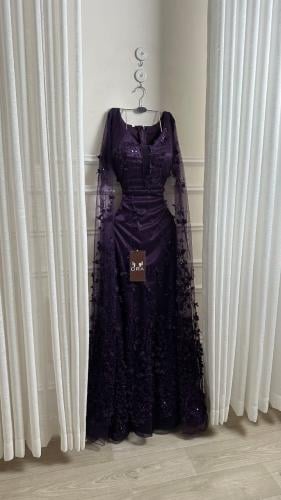 فستان ليلكي كلفه مورد اكمام طويله