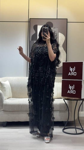 فستان قطعتين بطانه كريب وشك يدوي قصاص ليزر