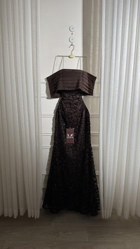 فستان موكا كلفه شك سهره وباريي كسرات صدريه