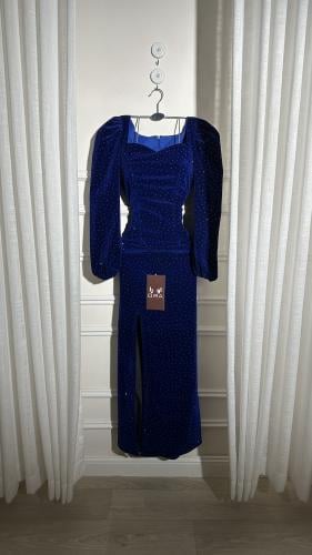 فستان نيلي جوخ كوري فصوص