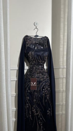 فستان كحلي قطعتين شك سهره وجورجيت