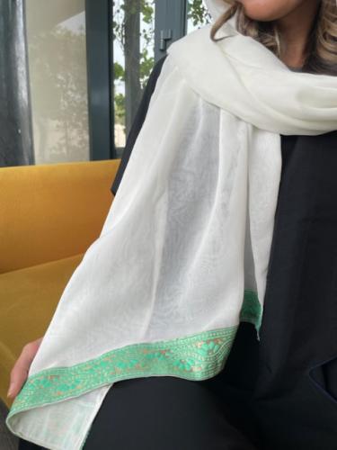 Off White, two layers - with green border on both...