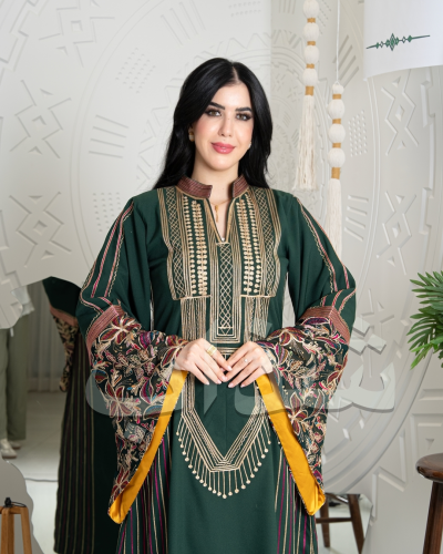 ثوب عسيري اخضر أكمام هندي رقم 58