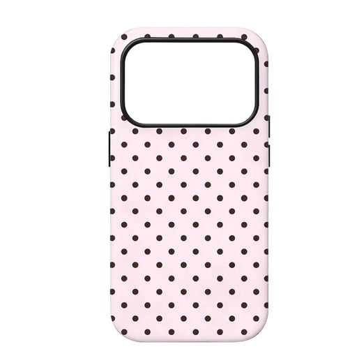 Pink with brown polka