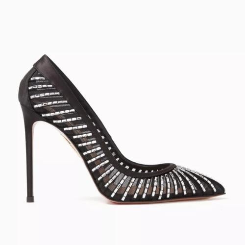 Aquazzura Passions 105 Pumps in Crystal-embellishe...